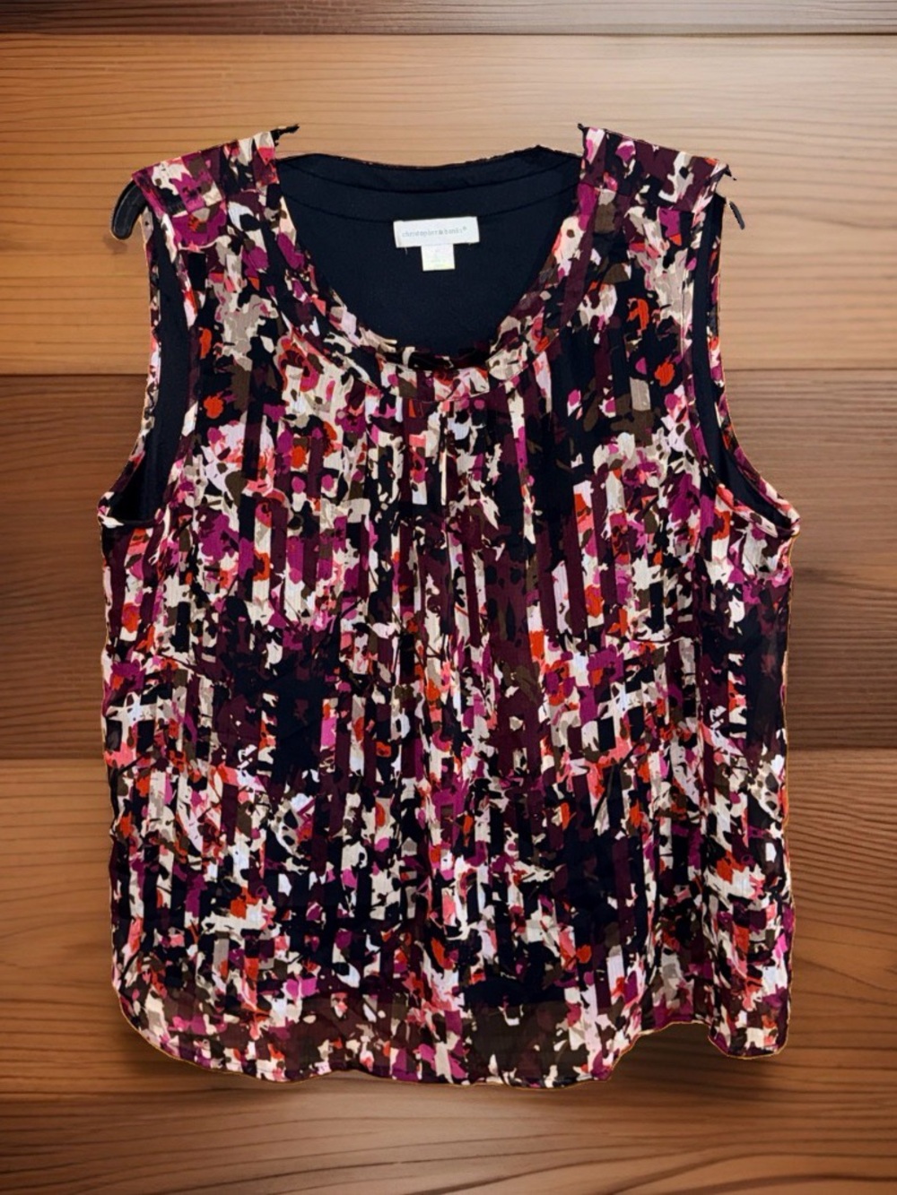 Christopher & Banks Multicolor Abstract Stripes Sleeveless Blouse-XL-EC